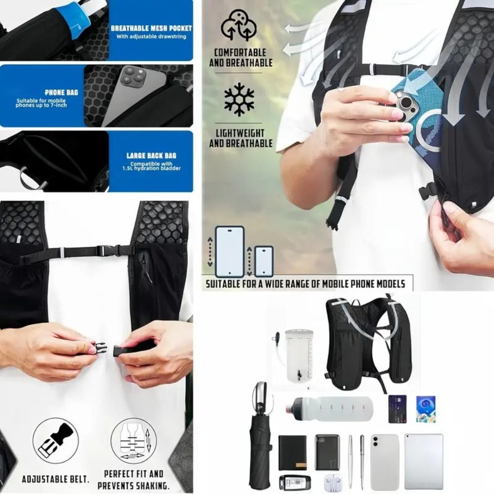Hydration Vest - 방수 반사 러닝 조끼 팩 조절
