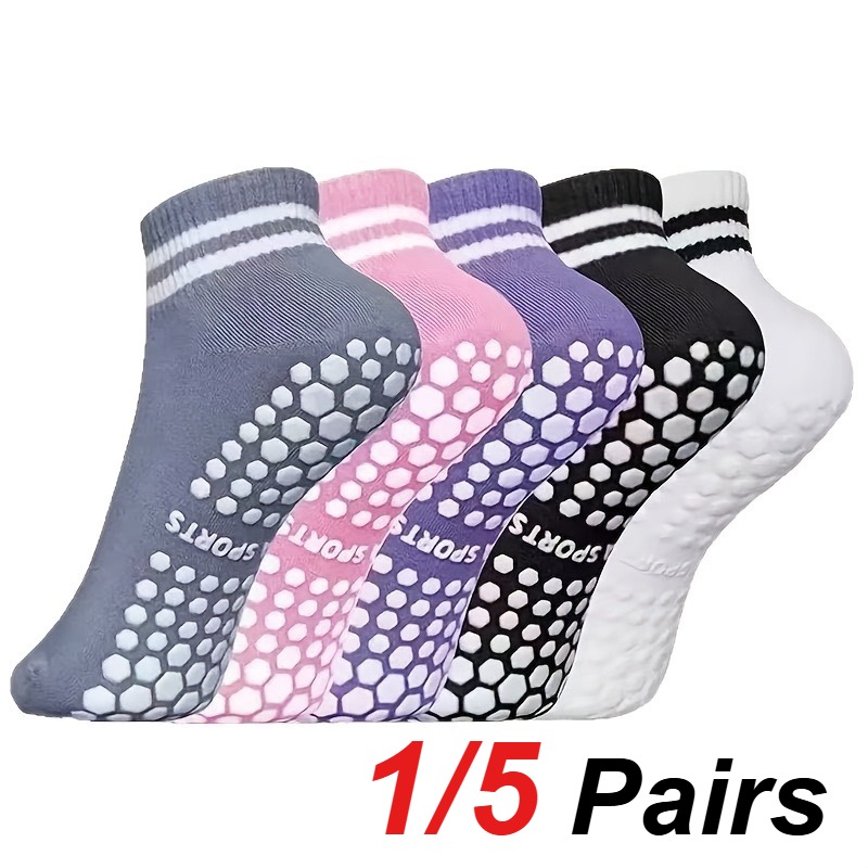 1/5 쌍 여성용 실리콘 안티 슬립 필라테스 요가 양말 - Sports Socks 리뷰 및 가격